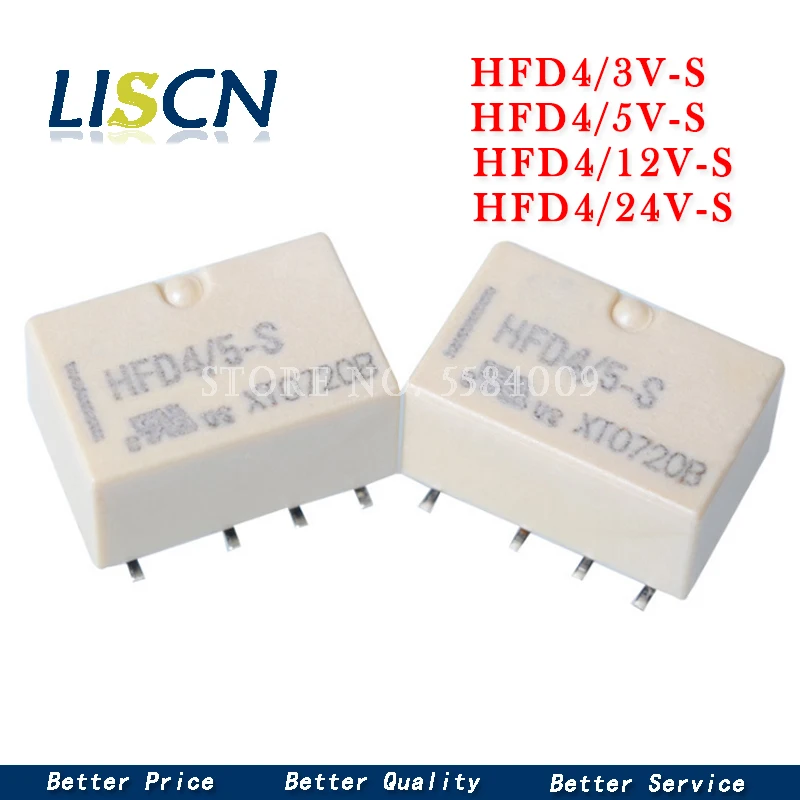 2 шт SMD HFD4/3 в 5 В 12 реле сигнала преобразования HFD4/3V HFD4/5V HFD4/12V HFD4/24V 24V S SR 2A 8PIN |