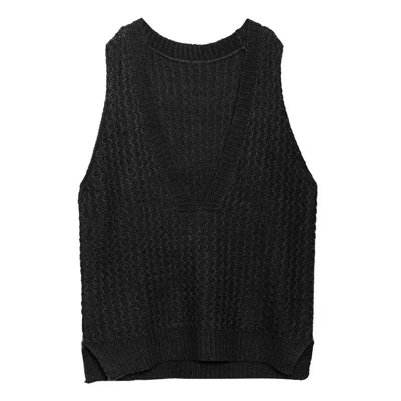 

Sweater Vest Waistcoat Sweater Pullover Mid-Length Large Size Dress V-neck Sweater 2021 New Autumn Spring Wear Knitted Vest