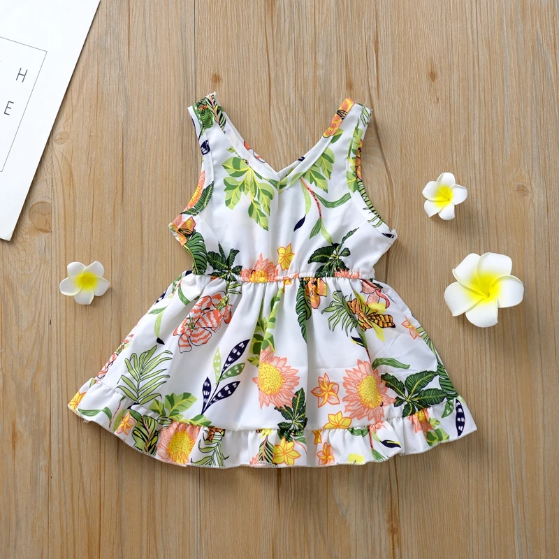 

Bobora New Children's Summer Dress Girls Cotton Sleeveless Dress Fashion Print Vest Dress Kids Casual Princess Dress Sundress
