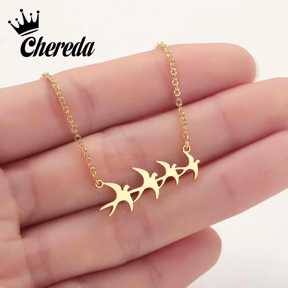 

Chereda Cute Swallow Stainless Steel Necklaces for Women Delicate Creative Female Lover Accessories