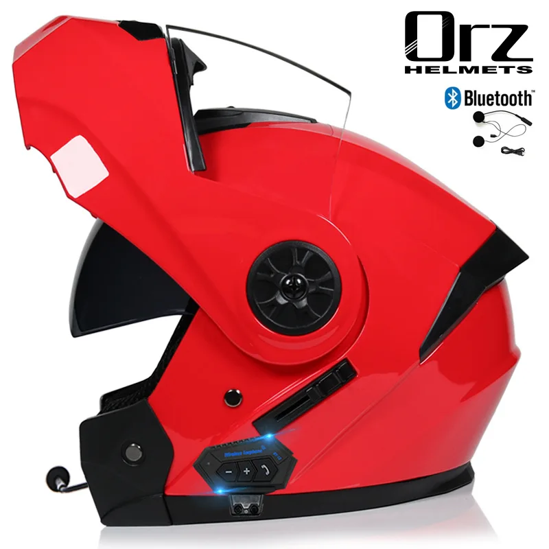 

Men Women DOT Flip Up Dual Lens Bluetooth Motorcycle Helmet Dual Lens Racing Helmets Capacete De Moto Casco Moto Mujer