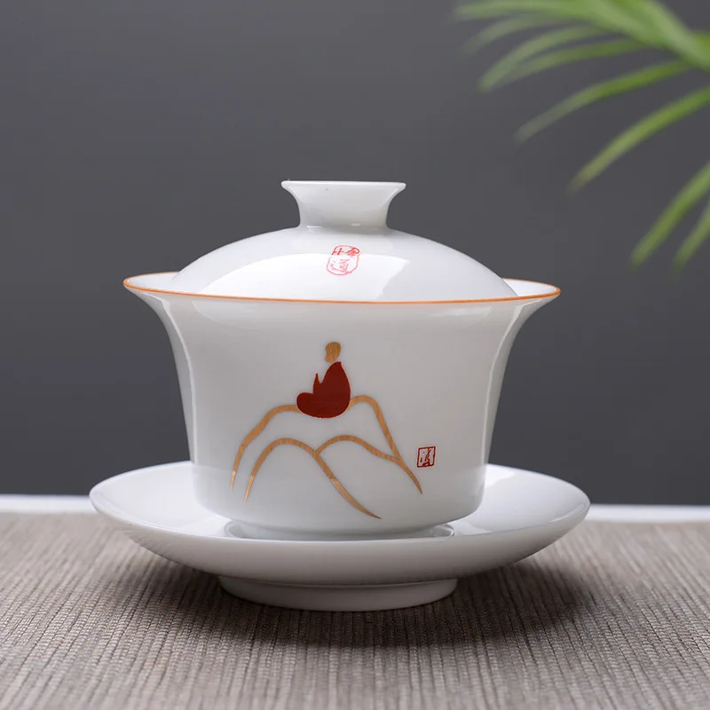 Высококачественный белый чайный сервиз Gaiwan из костяного фарфора, белый чайный набор кунг-фу, дорожный керамический чайный сервиз, китайский фарфоровый чайный сервиз Gaiwan