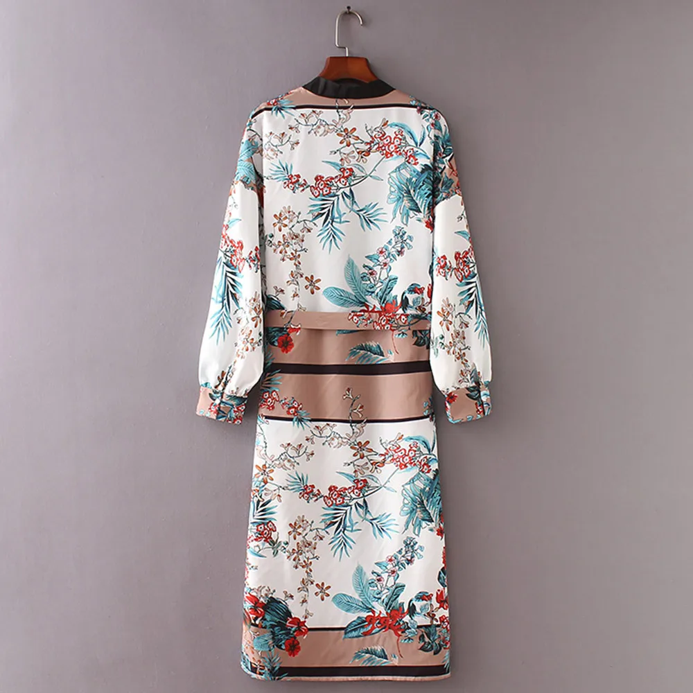 Женское длинное кимоно с поясом повседневное Бандажное принтом Одежда для пляжа