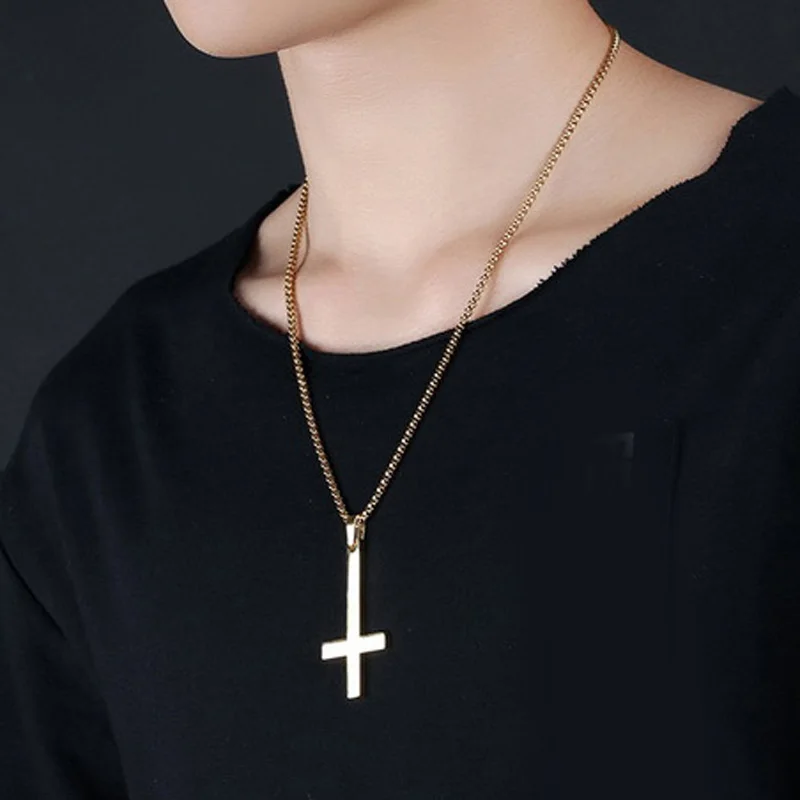 Ожерелье с перевернутым крестом для мужчин и женщин ювелирное изделие из