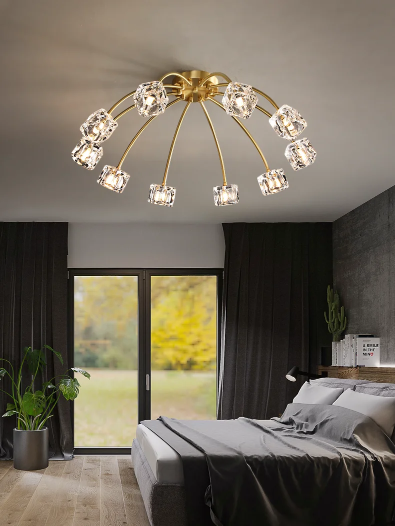 Современная хрустальная потолочная люстра светодиодная на кухню минималистские