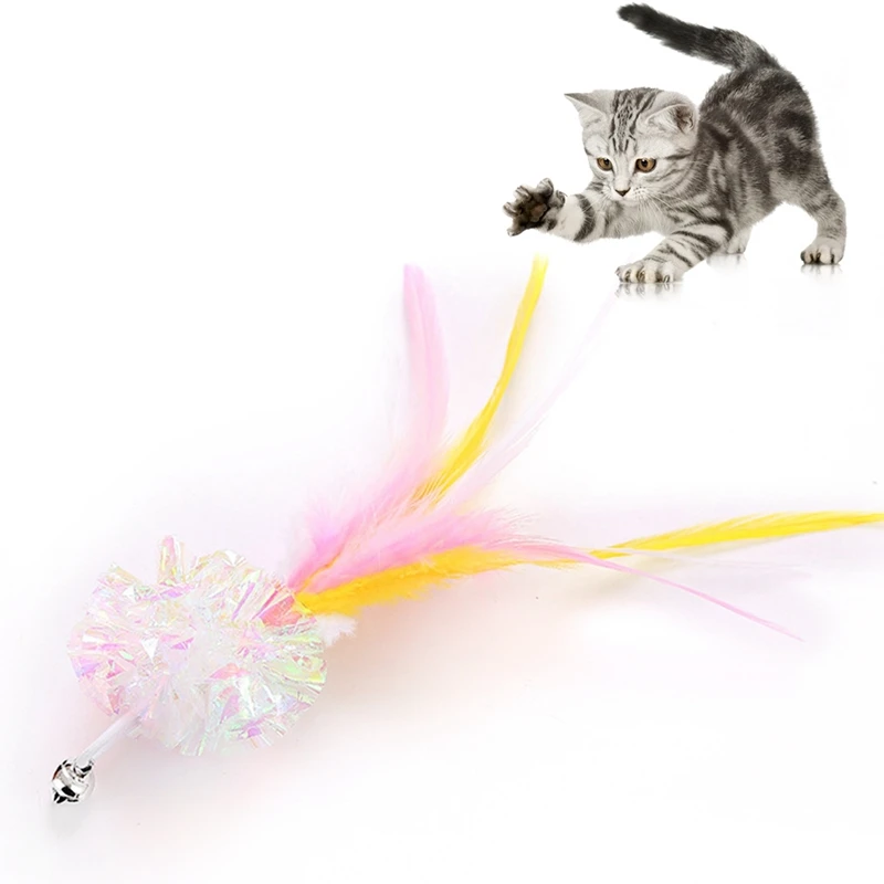 Сменное перо для кошачья палочка, многоцветное, игрушка-тизер для кошек, игрушка для котенка, кошки, для развлечения, игры без палочки