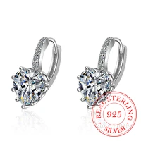 925 sterling silver fine jewelry 925 silver multi color crystal heart hoop earrings for women wedding party jewelry giftjkfljda