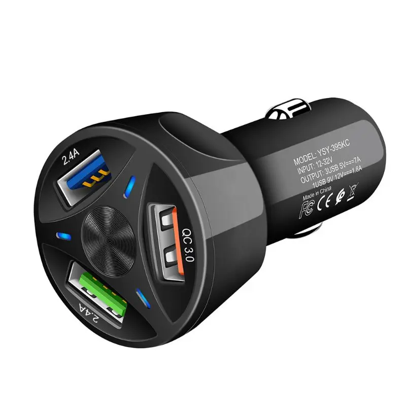 

85DD 12V Car Cigarette Lighter Charger Auto USB QC 3.0 Quick Charge 3 USB Splitter Universal for Mobile Phone DVR GPS MP3