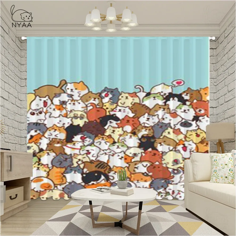 Занавески с изображением милого кота для гостиной занавески животных спальни