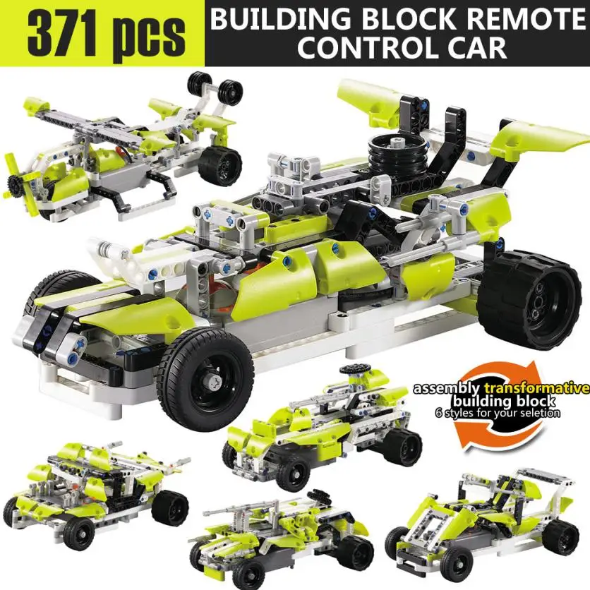 371 шт. DIY Kit R/C 10 в 1 гоночные автомобили Строительные кирпичи Радиоуправление
