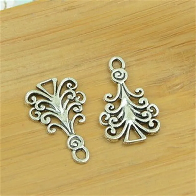 

200Pcs/lot Antique Silver Christmas Tree Charms 22X13MM Plant Pine Charms Jewelry Accessories