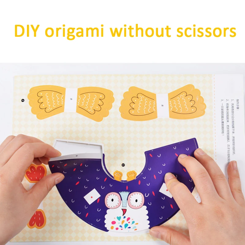 

WARMOM 3D Origami Books Children's Handmade Paper Cutting 3D Puzzle Children DIY Paper Folding Material Set Kids Educational Toy