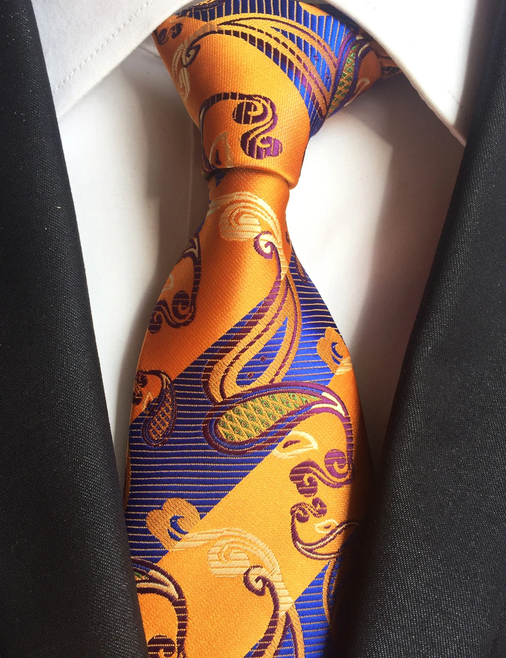 

New Design 8cm Men's Ties Luxury Golden Yellow Paisley Necktie for Party