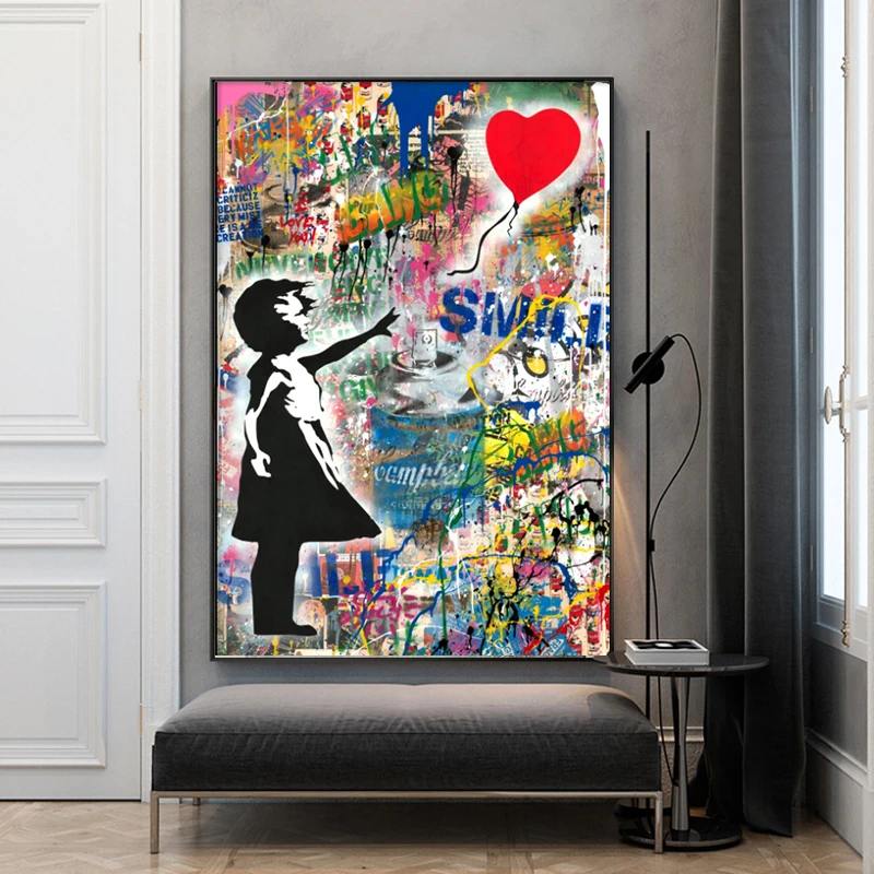 

Modern Abstract Street Graffiti Art Funny Banksy Canvas Painting Wall Art Poster and Print Wall Art Picture for Living Room