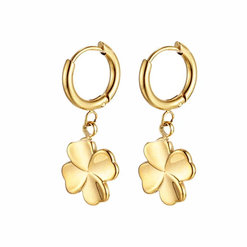 

Lucky Four-leaf Clover Earrings Women's Light Luxury Stainless Steel Pendant Ear Jewelry Commemorative Gift for Girls 2022 New