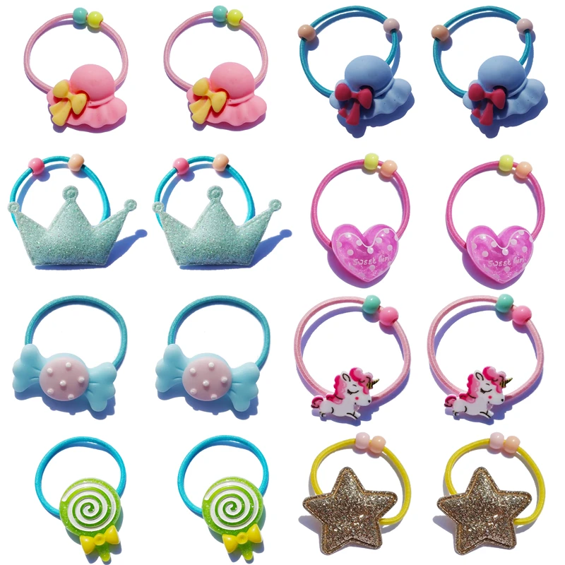 Резинка для волос девочек резинка в виде короны единорога конфеты аксессуары детский эластичный держатель