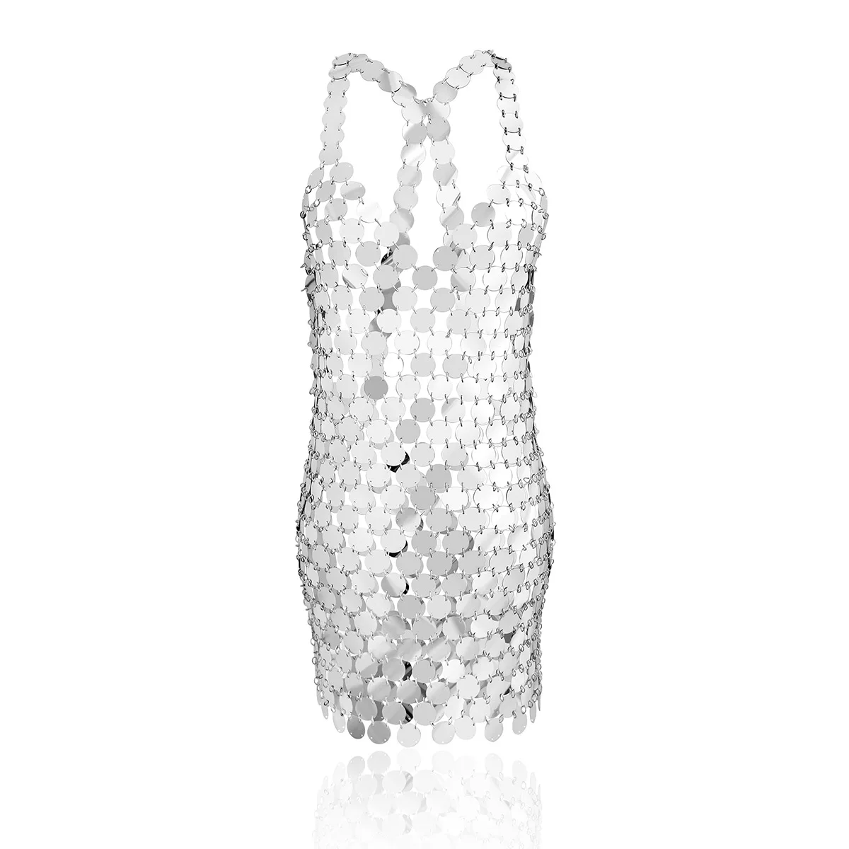 

European and American Fashion Jewelry Personality & Club Exaggerated Circular Clothing Female Sexy Geometric Cutouts Sequins