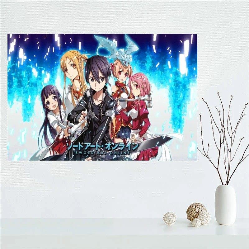 Симпатичные Аниме Sword Art Online плакат пользовательские холст Арт отделочная ткань