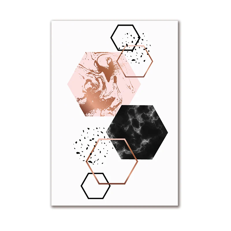 

Nordic Minimalist Marble Texture Geometric Polygon Wall Art Poster Print On Canvas Abstract Painting Home Decoration Pictures