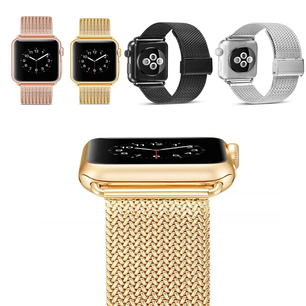 Из нержавеющей стали сетчатый Браслет ремешок для apple watch 4 группы 5 44 мм 40
