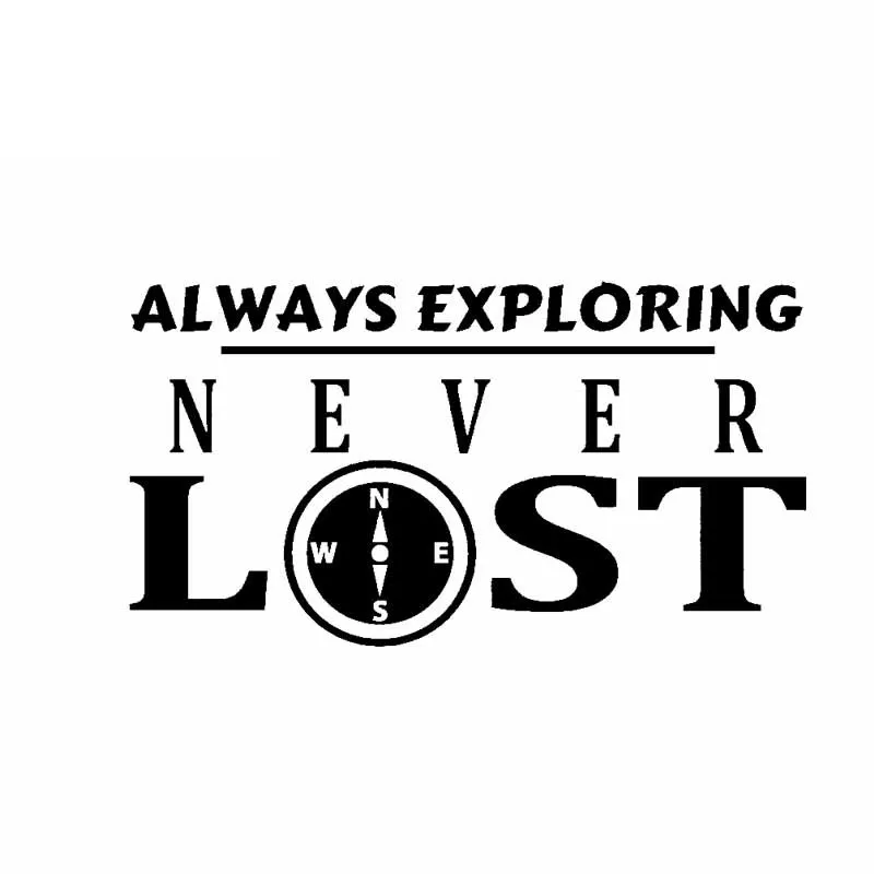 

Creative Car Sticker Always Exploring Never Lost Compass Decal Auto Motorcycles Accessories Vinyl Black Silver,16cm*8cm