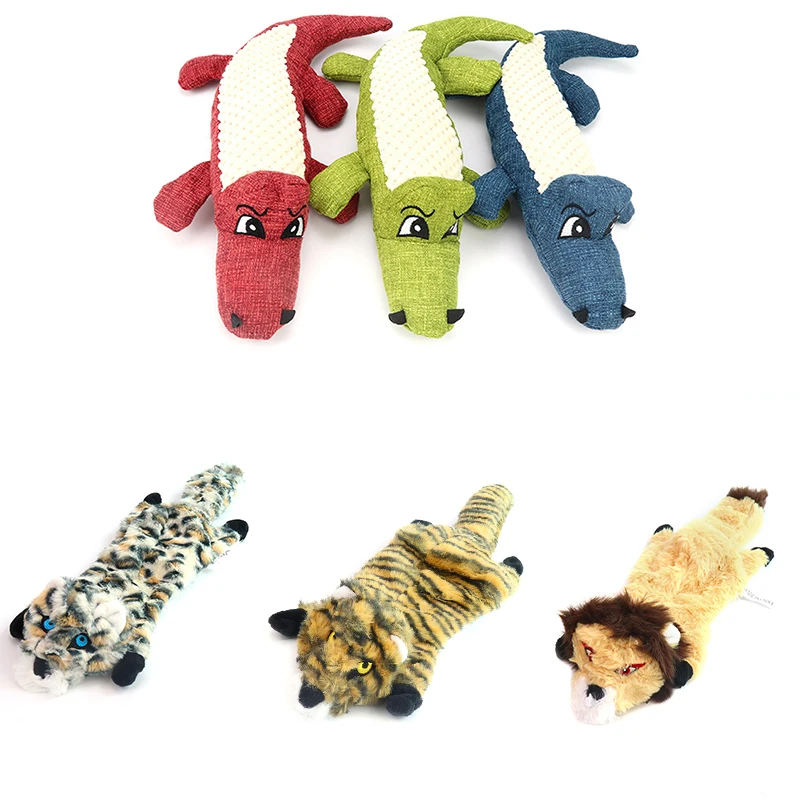 Милая игрушка для собак льняная плюшевая крокодил пищалка чистки зубов