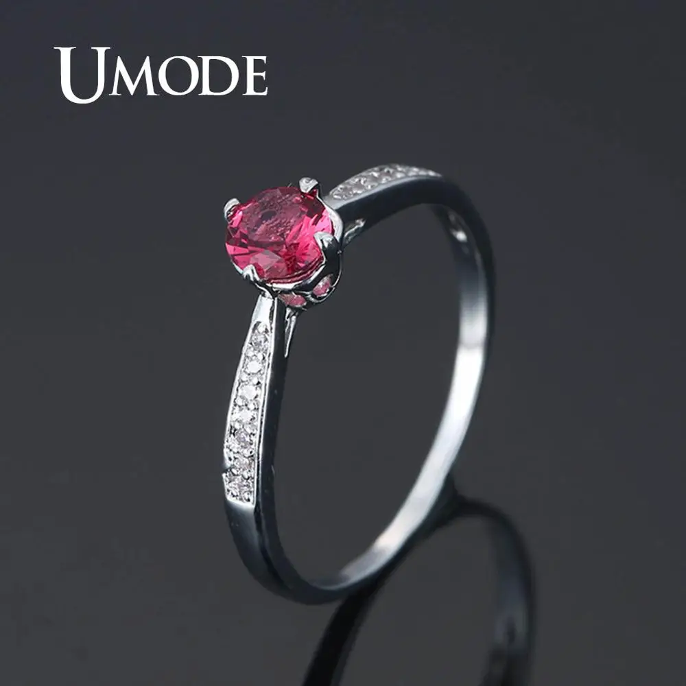 UMODE, простые обручальные кольца, Аутентичные, Круглые, циркониевые, Кристальные, кольца на палец для женщин, девушек, свадебные, оригинальные ювелирные изделия, подарки UR0597
