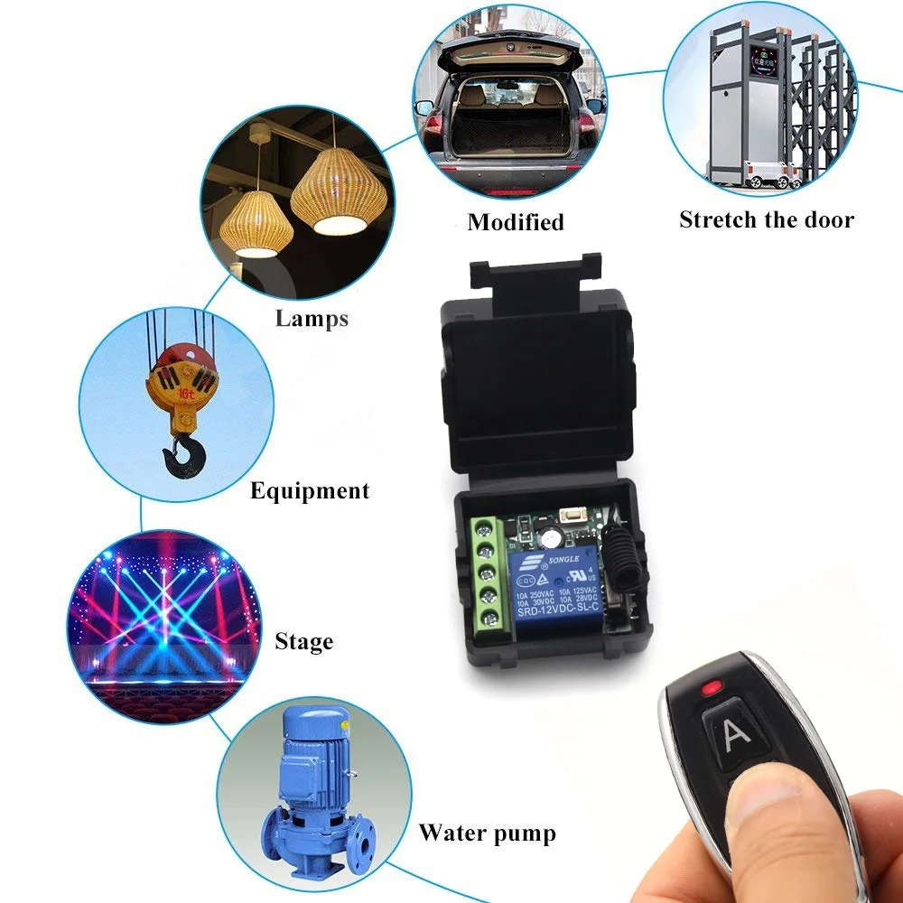 RF Transmitter 433 Mhz Remote Controls with Wireless Remote Control Switch DC 12V 1CH relay Receiver Module images - 6