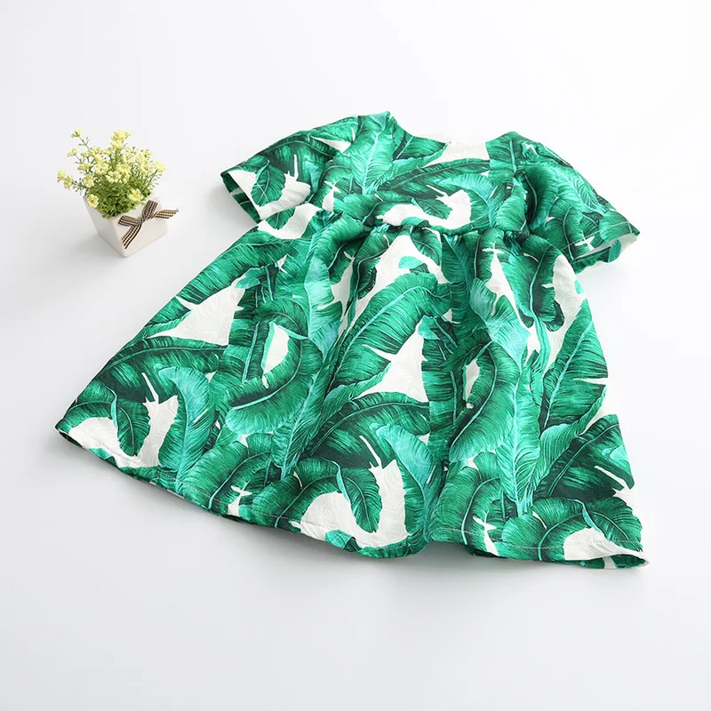 Babyinstar Plantain Leaf Pattern Girls Dress Autumn Flower Girl Dresses Children's Clothing For 2-8Y Baby Casual Princess | Детская