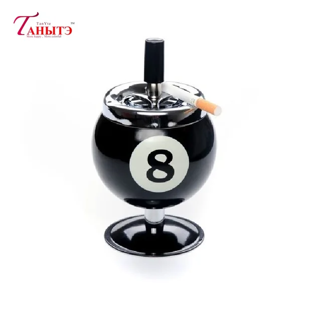 Snooker shape Billiard Design Ashtray Creative Blcak Portable Metal Ashtray For Pool House High Quality Billiards Accessories