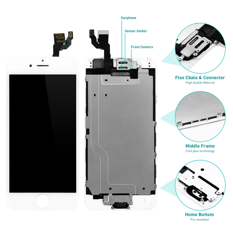 20Pcs Complete LCD For iPhone 6 Plus Display Touch Screen Digitizer AAA+++ Full Assembly Replacement With Home Button&ampCamera | Мобильные