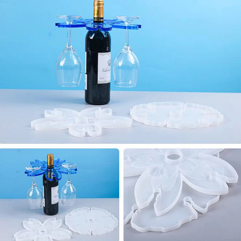 

DIY Wine Rack Resin Epoxy Mold Wine Glass Holder Rack Coaster UV Resin Molds Silicone For Family Gathering Party Epoxy Mould