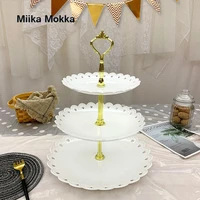 3 tier plastic cake stand afternoon tea wedding plates three layers snack plate party tableware bakeware cake shop