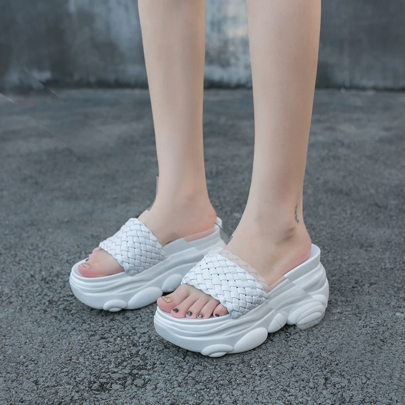 

Outer wear summer all-match slope heel slippers women 2021 new platform high-heeled thick-soled inner-increasing sandals womens