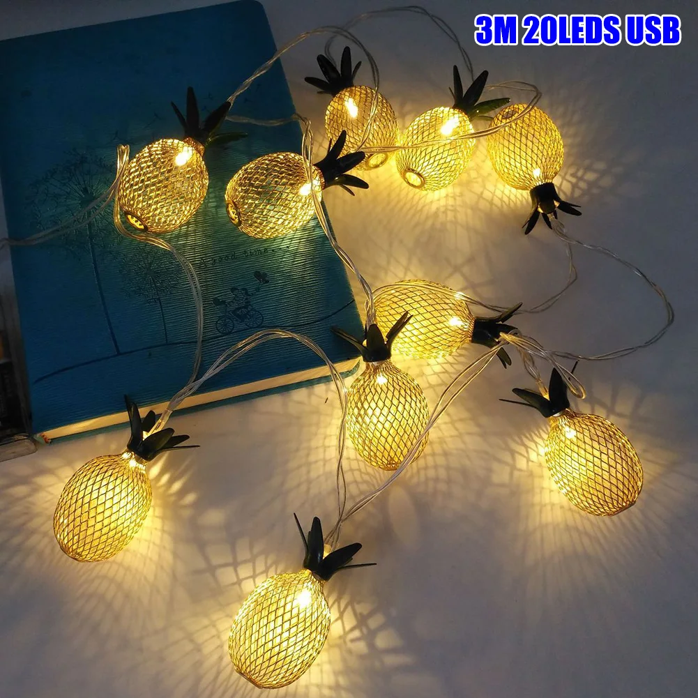 

LED Pineapple Shaped Night Lights Fairy Light String Curtain Fruit Lamp Party Bedroom Home Holiday Christmas Party Decor FAS6