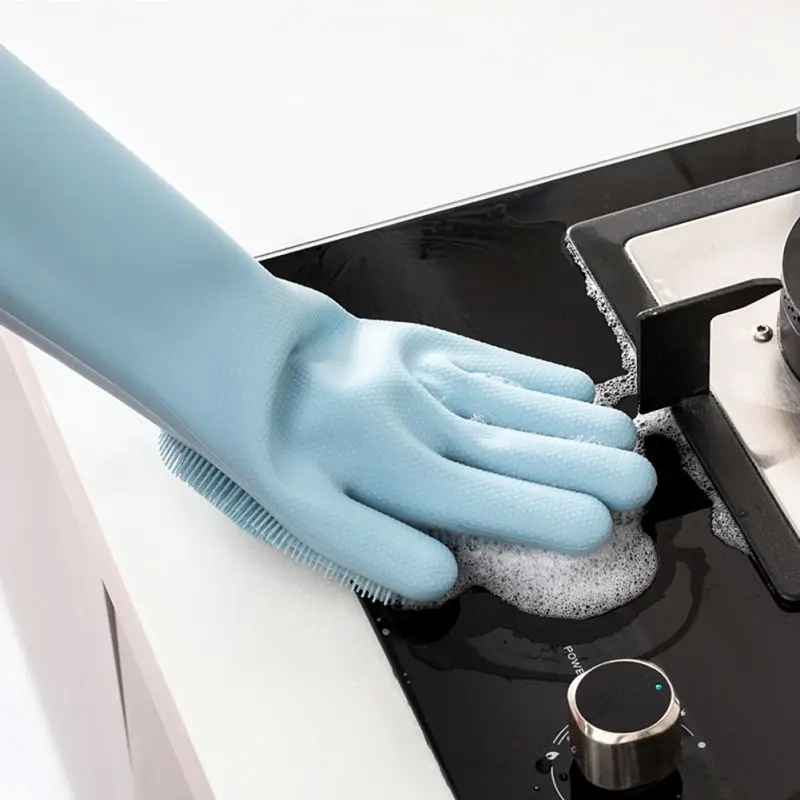 

Silicone Dishwashing Gloves Wash Cleaning With Sponge Scrubbers For Housework Kitchen Clean Car Washing 1Pair