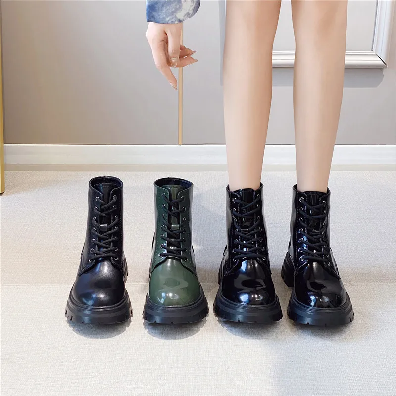 

2021 Women's Boots Martin Boots High Low-Top Motorcycle Boots Thick-soled Increased Fashion and Comfortable Casual Work Boots