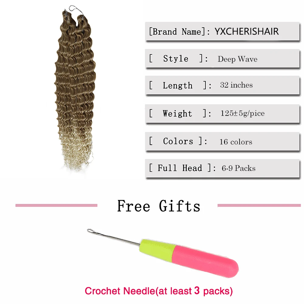 Deep Wave Twist Synthetic Crochet Hair Afro Curls Braids Ombre Braiding Extensions For Women Yxcherishair| |