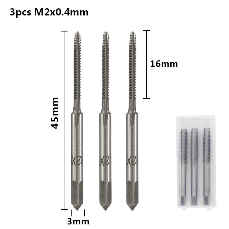 3pcs M2x0.4 3 шт. M2 M2.5 M3 M3.5 M4 M5 M6 M8 M10 M12 метрической резьбы краны винт из быстрорежущей стали кран сверла по металлу прямые человеческие волосы для наращивания, набор пробка для флейты краны ручной инструмент - Цвет: 3pcs M2x0.4