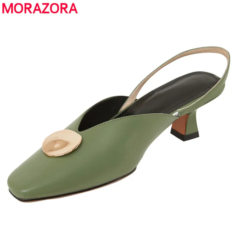 Женские туфли из натуральной кожи MORAZORA черные или белые однотонные вечерние