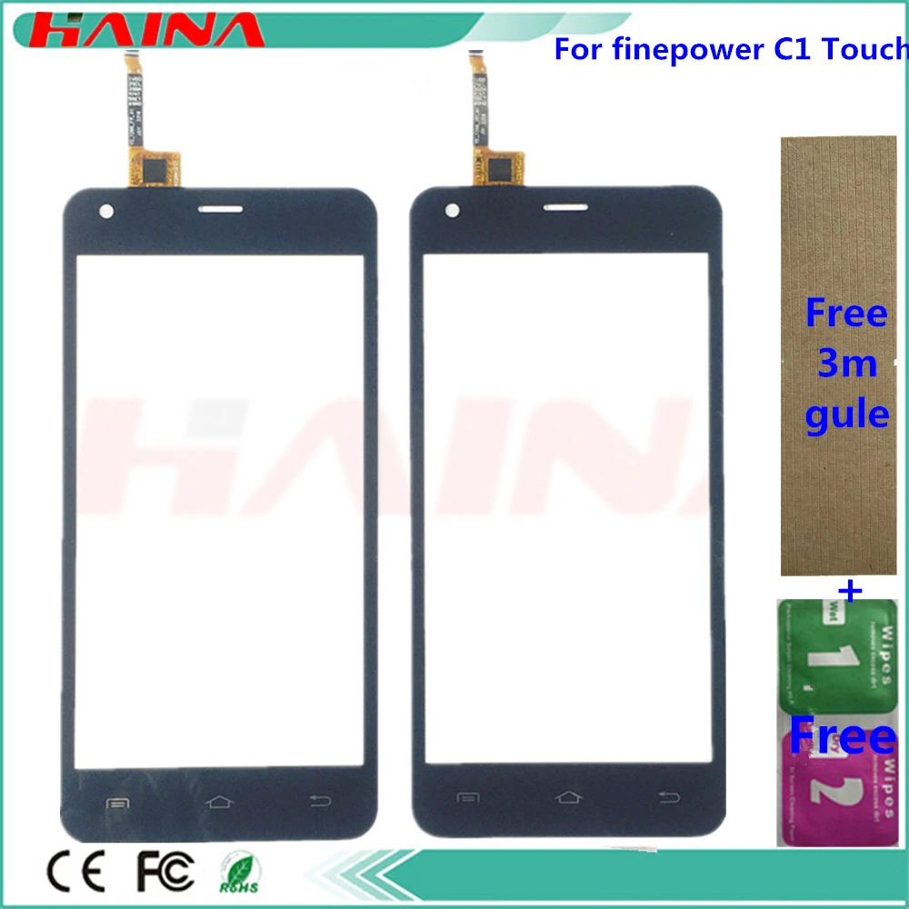 

Phone Sensor Touchscreen For Finepower C1 Touch Screen Digitizer Front glass lens panel sensor with tape