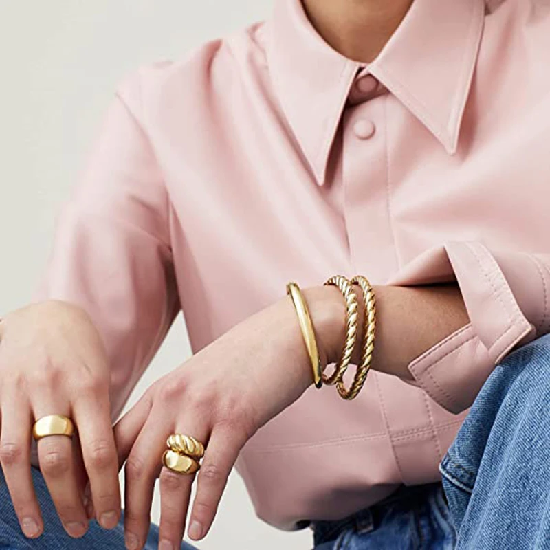 Женское массивное Винтажное кольцо со звездами золотистое составное с