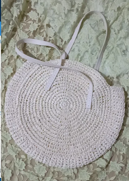 4White REALPERKY женские летние круглые соломенные сумки женские ручные тканые круглые пляжные сумки из ротанга Женская богемная сумочка в стиле Бали через плечо - Цвет: 4White