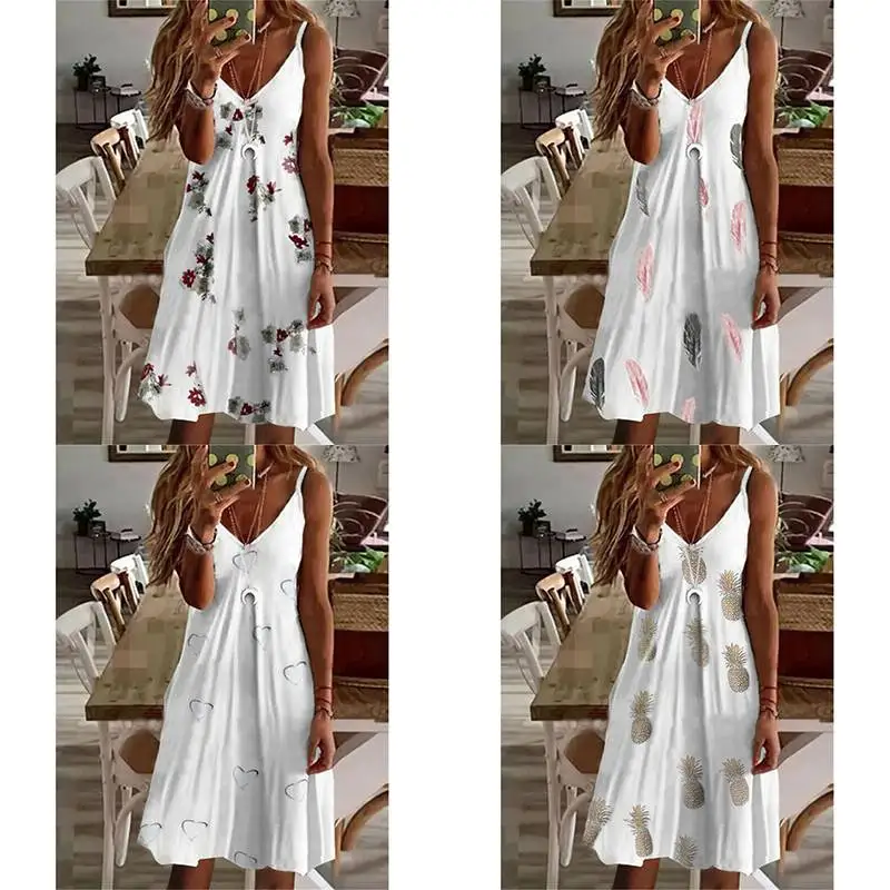 

Dress Plus Size Sundress V Neck Strappy Summer Beach womans