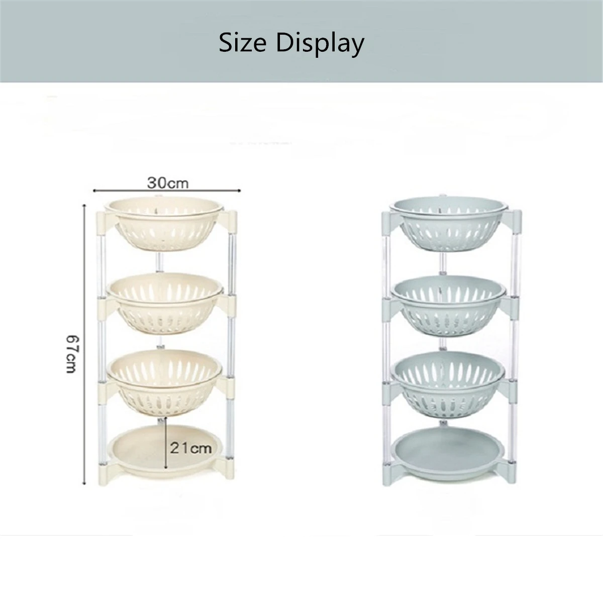 4 Layer Plastic Kitchen Shelf Storage Basket Fruit Snacks Vegetable Storage Basket Detachable Kitchen Floor Standing Rack