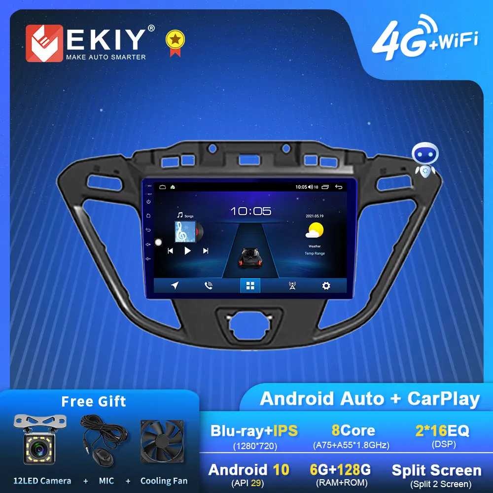 

Автомагнитола EKIY S7T Android 10 для Ford Custom Transit 2013 - 2018 1280*720 IPS Carplay мультимедийный плеер головное устройство магнитофон