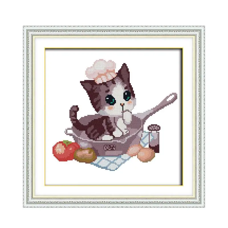 Набор для вышивки крестиком Китти из картины еда 14 карат 11 печать на холсте