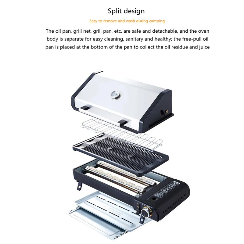 

Многофункциональная портативная газовая плита для барбекю на открытом воздухе, газовая плита для кемпинга с антипригарной решеткой, 2,7 кВт ...