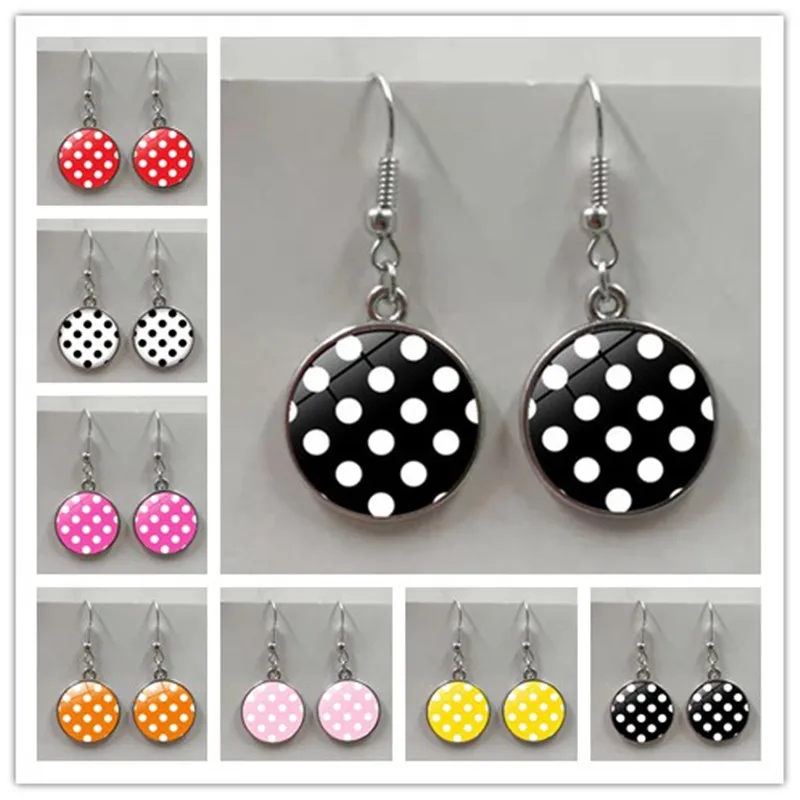 Серьги круглые выпуклые гипоаллергенные в горошек 8 цветов|Серьги-гвоздики| |