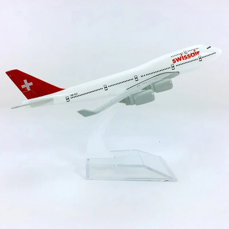 16 см 1:400 B747-400 модель SWISS авиакомпаний SWISSAIR С недрагоценных металлов сплав самолет